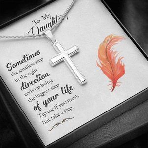 To My Daughter Sometimes Direction Cross Necklace